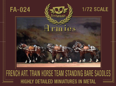 FA-024 - French Artillery Train Horseteam Standin Bare Saddles 1/72