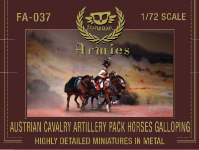 FA-037 - Austrian cavalry Artillery Pack Horses galloping 1/72