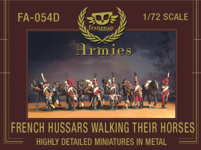 FA-054D : FRENCH HUSSARS WALKING THEIR HORSES Metal 1/72