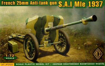 72522 - French 25mm Anti-tank gun S.A.L. Mle 1937 1/72