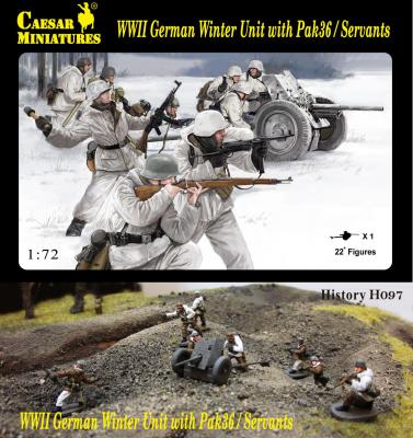 H097 - WWII German Winter Unit with Pak-36 and crew 1/72