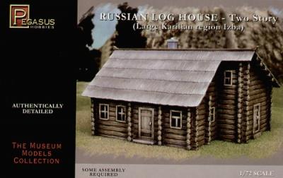 7704 - Two storey Log house with thatch roof. Prepainted 1/72