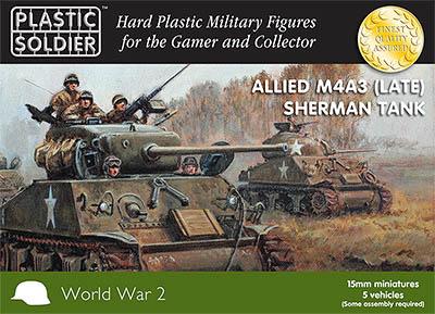 WW2V15014 - Allied M4A3 (Late) Sherman Tanks 15mm