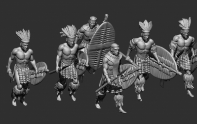 STL Zulu - 8511 marching Zulus of a regiment of married warriors 1/72