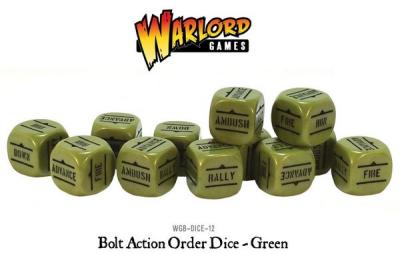 Bolt Action Orders Dice - Green (12)