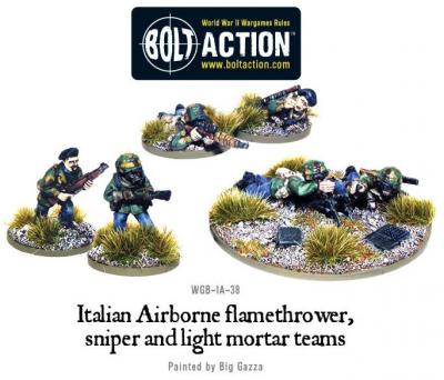 Italian Airborne flamethrower, sniper and light mortar teams