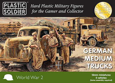 Ww2v15026 german medium trucks 15mm