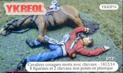 YKRIP34 - Cavaliers cosaques morts avec chevaux - 1812/14 1/72