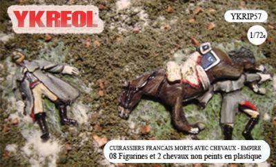 YKRIP57 - Cuirassiers français morts avec chevaux (Empire) 1/72