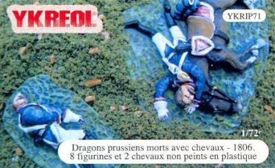 YKRIP71 - Dragons prussiens morts avec chevaux - 1806 1/72