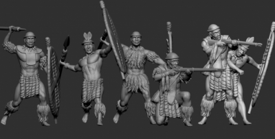 STL Zulu 8513 Zulu warrior with javelins and rifles 1/72